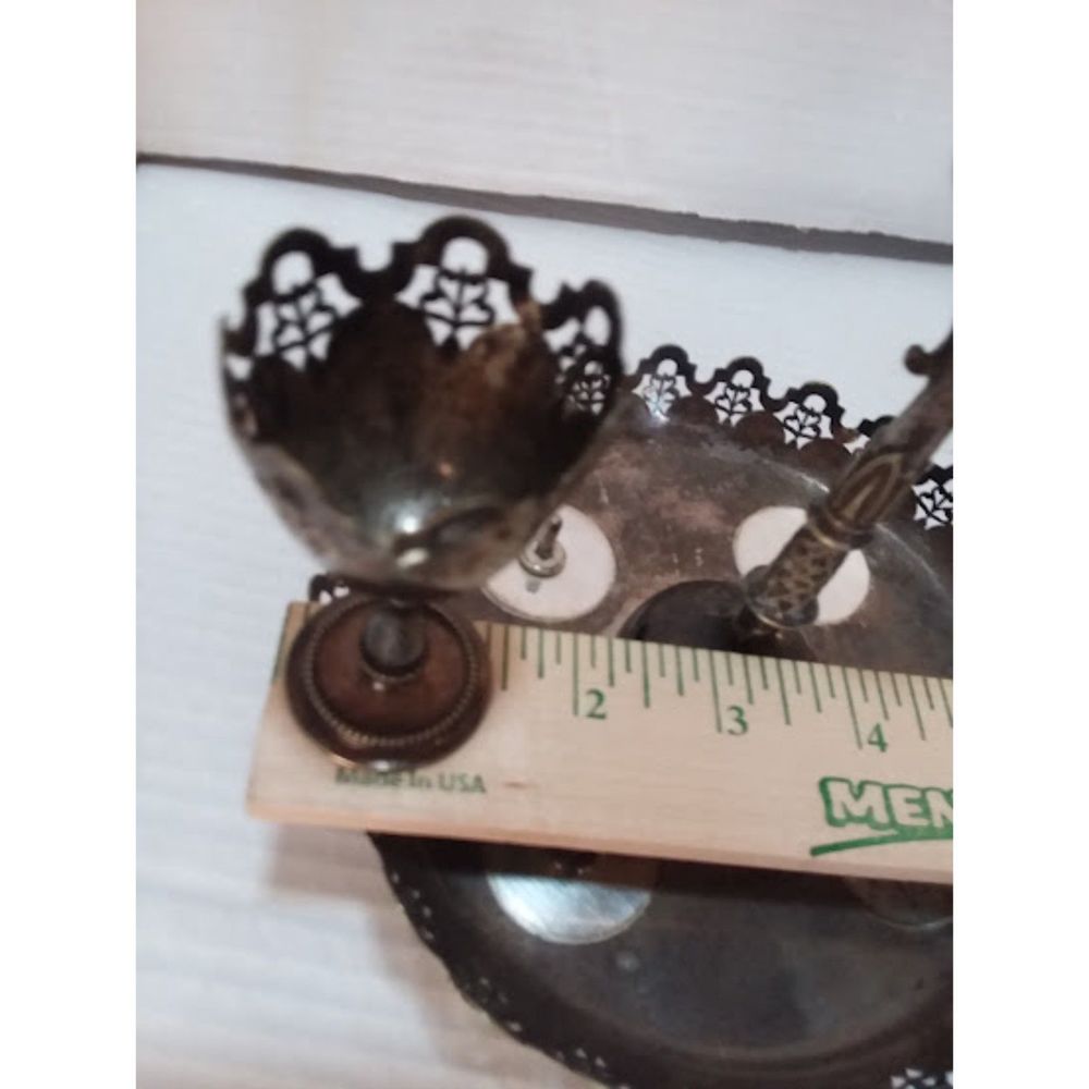 Silver 4 Egg Holder With Handle 5 Piece - Picture 2 of 11